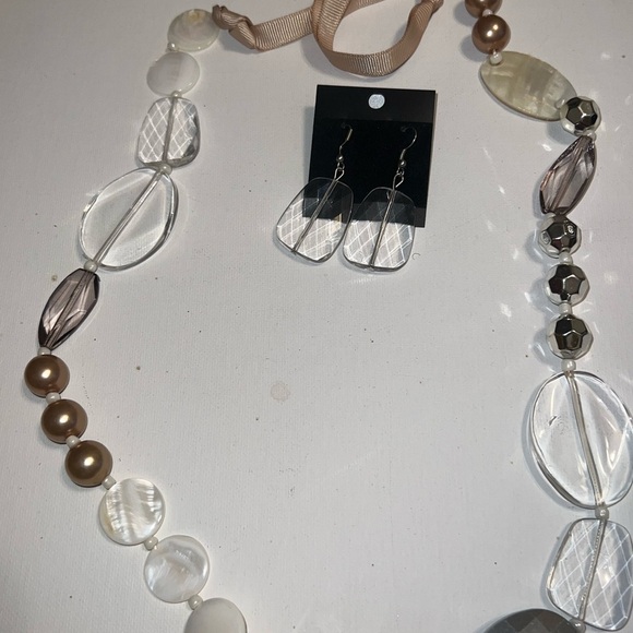 ♦️ Clear Statement‎ Necklace & Earring Set, translucent chunky necklace - Picture 1 of 2